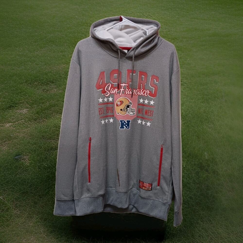 49ers Football Sweatshirt Hoodie NFL Team Apparel Men’s Large Grey San Francisco